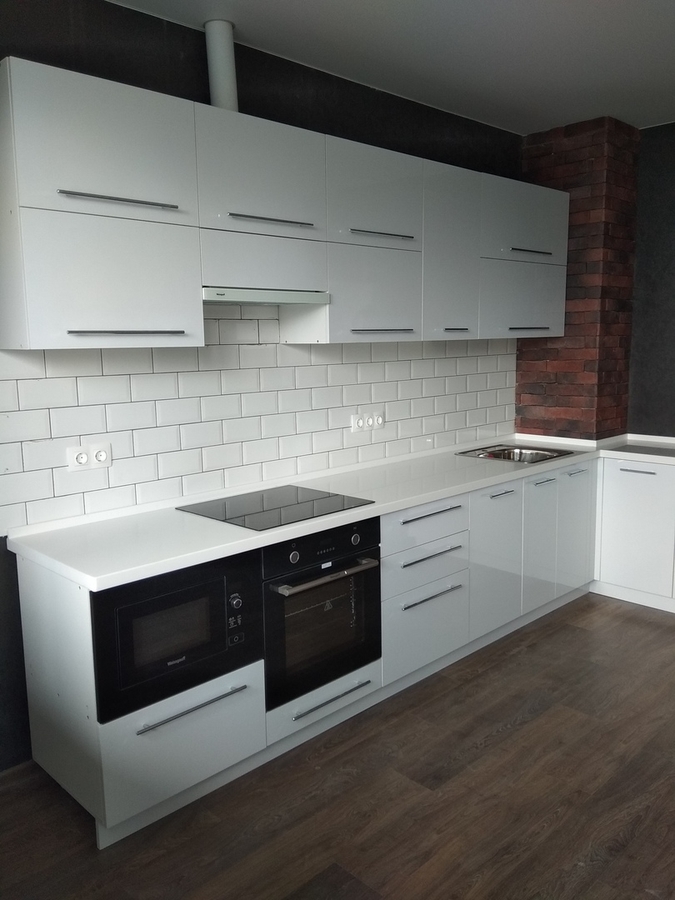 Белый кухонный гарнитур-Кухня из пластика «Модель 461»-фото2