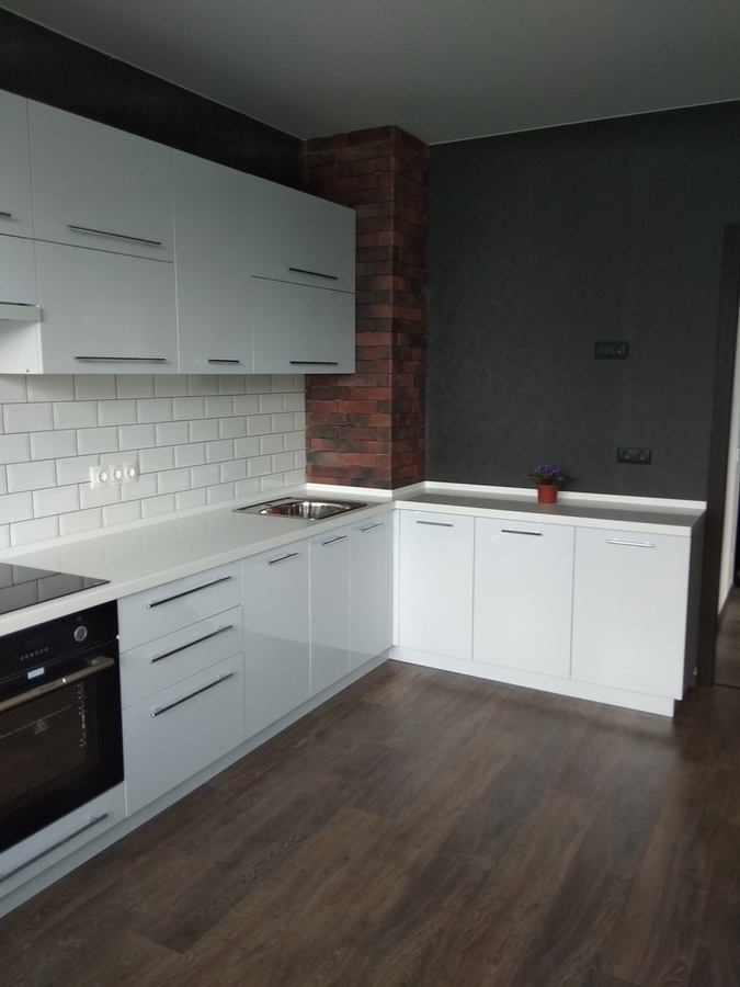 Белый кухонный гарнитур-Кухня из пластика «Модель 461»-фото1