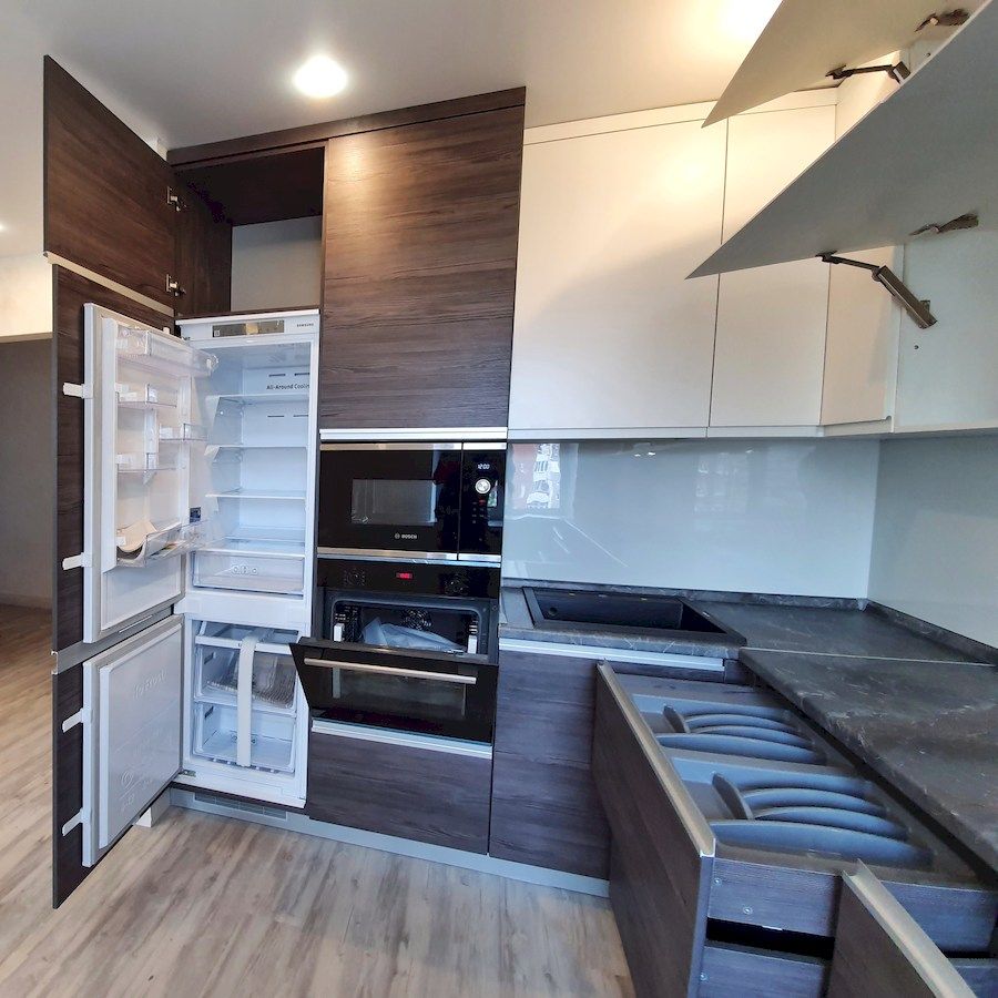 Белый кухонный гарнитур-Кухня из пластика «Модель 539»-фото5