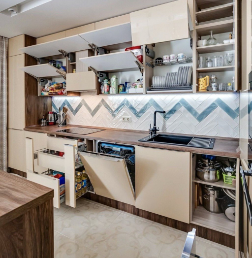 Бежевые кухни-Кухня МДФ в эмали «Модель 779»-фото5