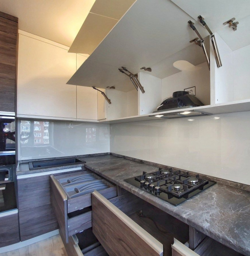 Белый кухонный гарнитур-Кухня из пластика «Модель 539»-фото10